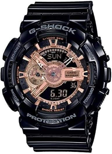 Casio G-Shock X-Large Series Anadigi Rose Gold Dial Glossy Black Watch GA110MMC-1A - Prestige