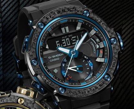 Casio G-Shock G-Steel Mobile link Bluetooth Anadigi Black x Blue Accents Watch GSTB200X-1A2DR - Prestige