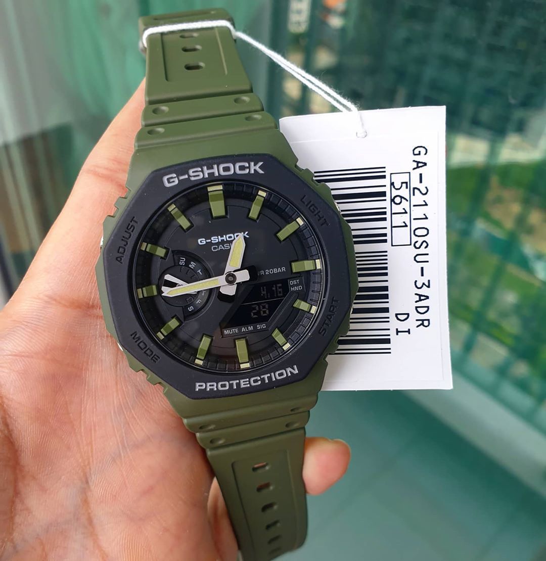 Casio G-Shock Carbon Core Guard Military Green Utility Model AP CasiOak Watch GA2110SU-3ADR - Prestige