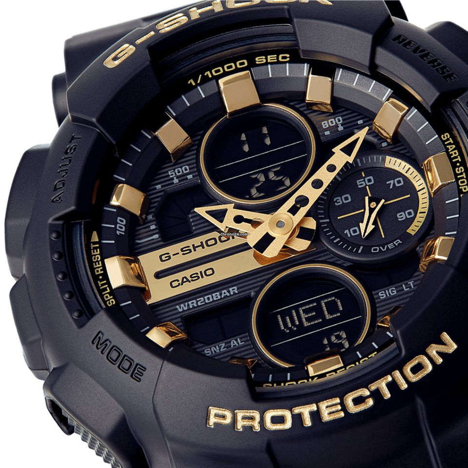 Casio G-Shock Sneaker S Series Analog-Digital Black x Gold Accents Ladies' Watch GMAS140M-1ADR - Prestige