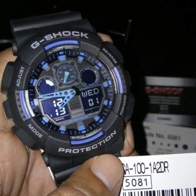 Casio G-Shock Standard Analog Digital Black x Blue Watch GA100-1A2DR - Prestige
