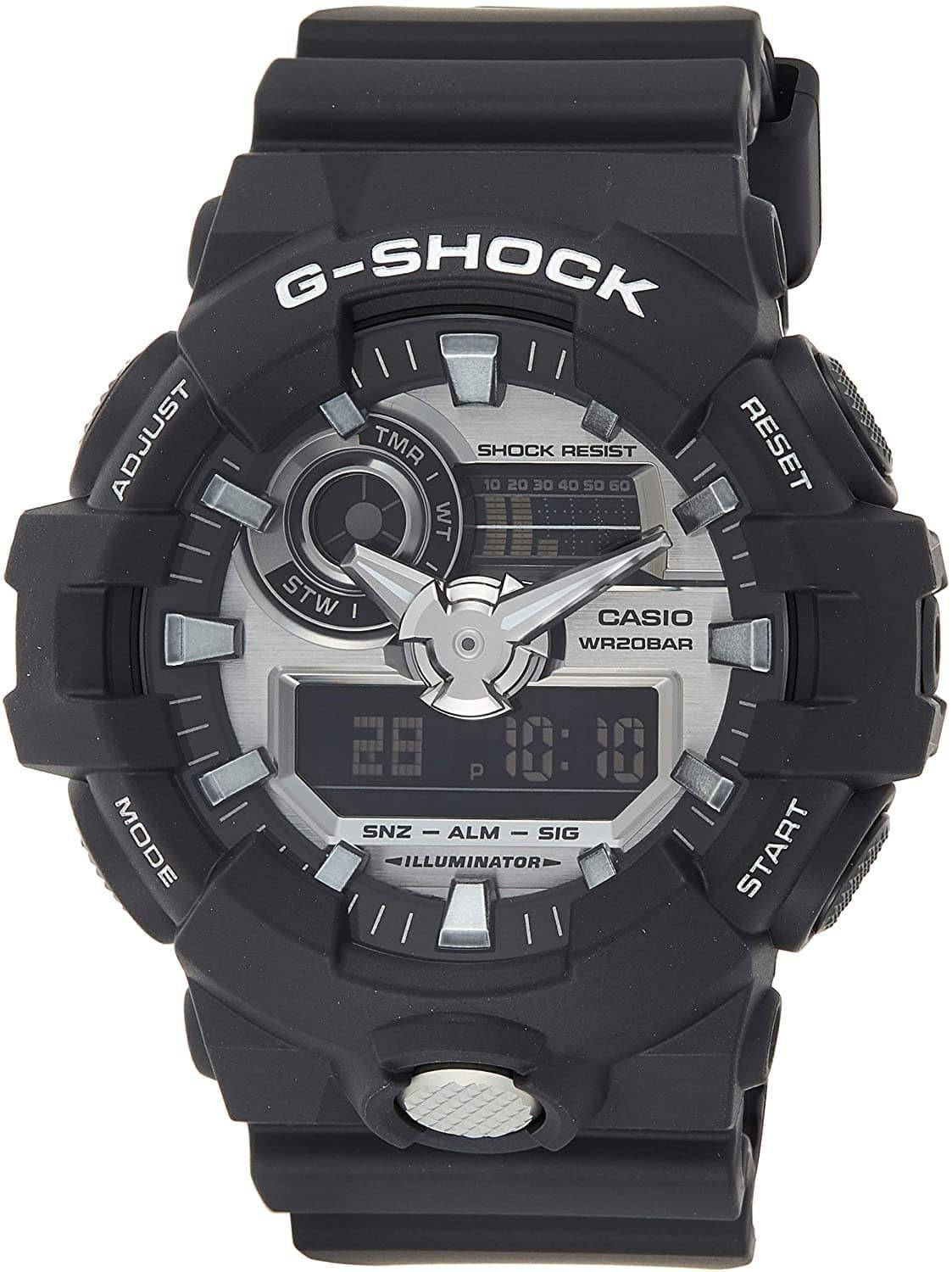 Casio G-Shock Analog-Digital Black x Metallic SIlver Watch GA710