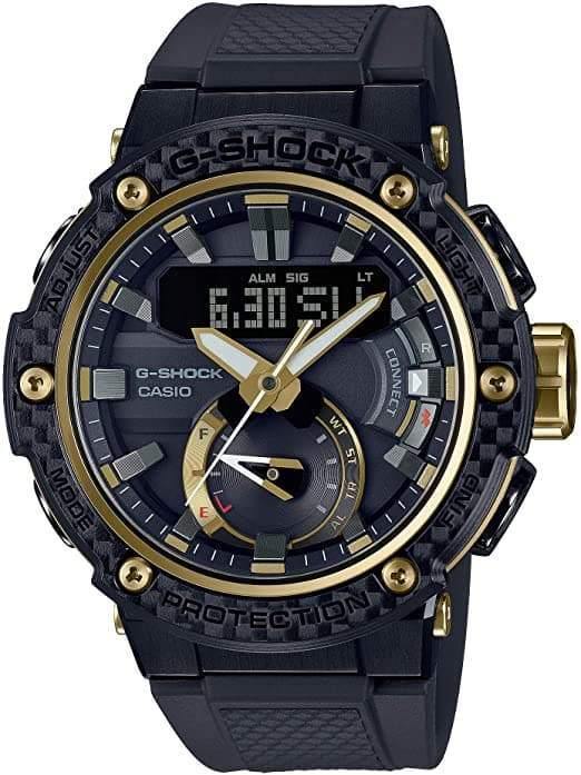 Casio G-Shock G-Steel Mobile link Bluetooth Anadigi Black x Gold Accents Watch GSTB200X-1A9DR - Prestige