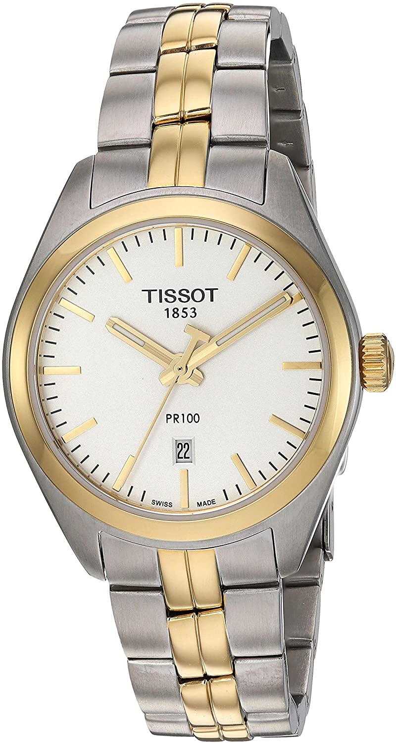 Tissot Swiss Made T-Classic PR100 2 Tone Gold Plated Ladies' Watch T1012102203100 - Prestige