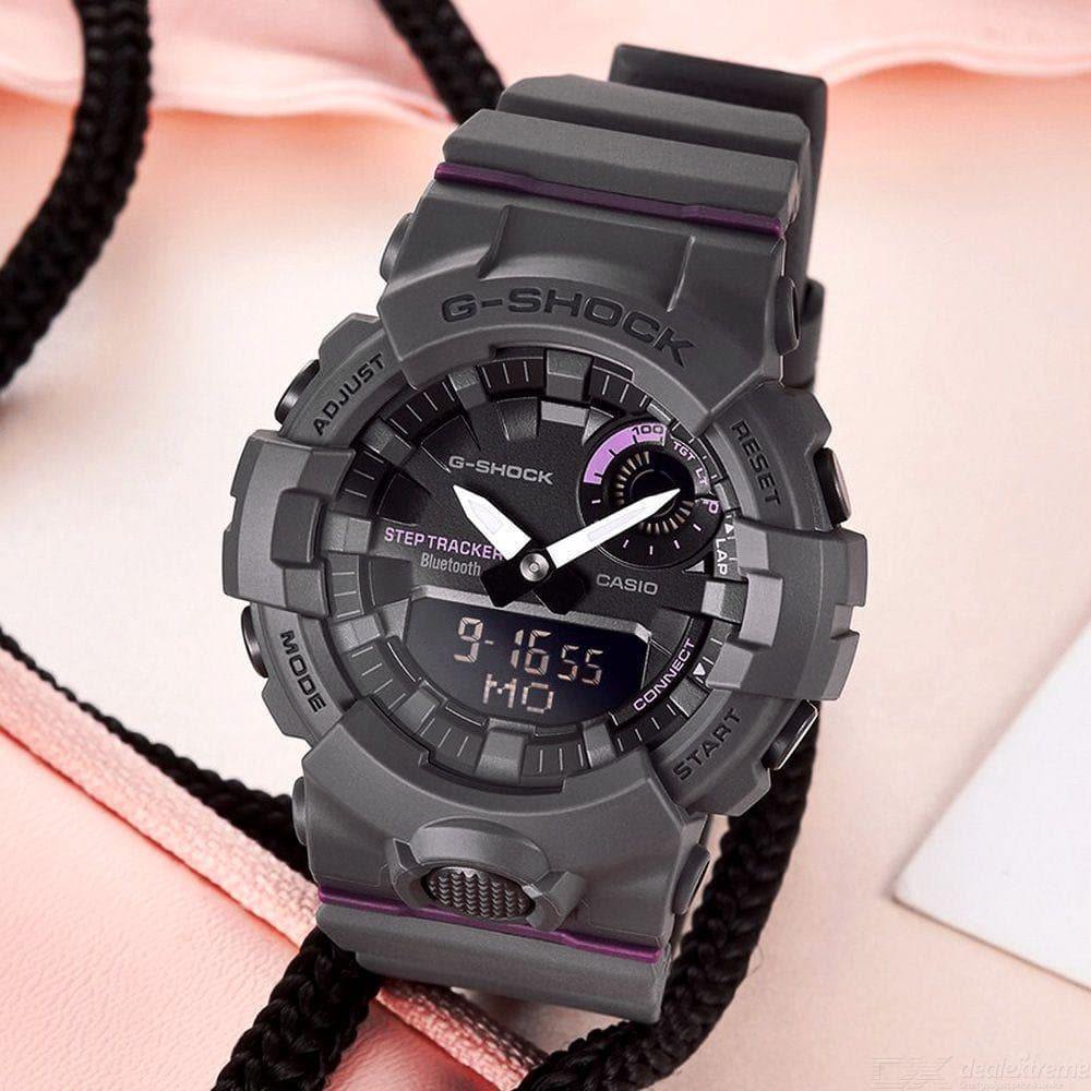 Casio G-Shock G’Squad Mobile Link Bluetooth Anadigi Black x Purple Accent Watch GMAB800-8ADR - Prestige
