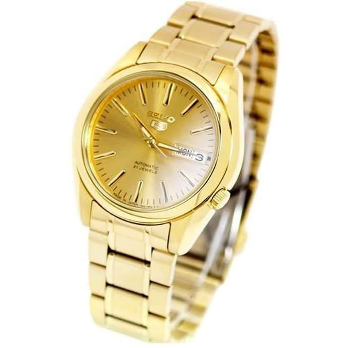 Seiko 5 Classic Gold Dial Couple's Gold Plated Stainless Steel Watch Set SNKL48K1+SYMK20K1 - Prestige