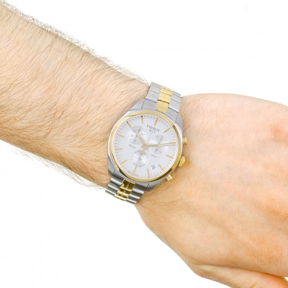 Tissot Swiss Made T-Classic PR100 Chronograph 2 Tone Gold Stainless Steel Men's Watch T1014172203100 - Prestige