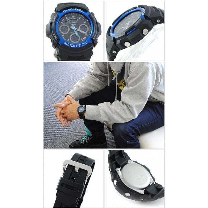 Casio G-Shock Standard Analog-Digital Black x Blue Watch AW591-2ADHR - Prestige