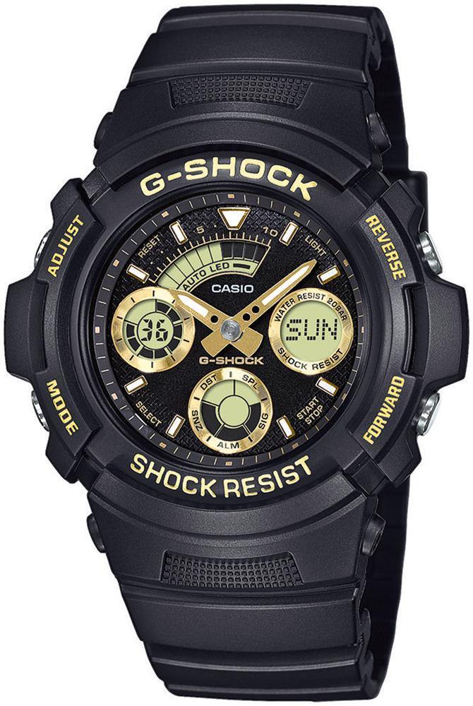 Casio G-Shock Standard Analog-Digital Black x Gold Accents Watch AW591GBX-1A9 - Prestige