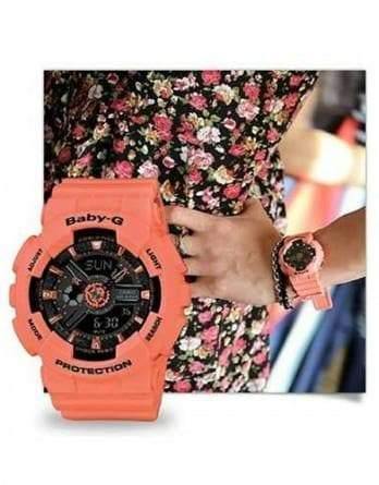 Casio Baby-G BA110 Series Standard Anadigi Peach Matte Orange x Black Dial Watch BA111-4A2DR - Prestige