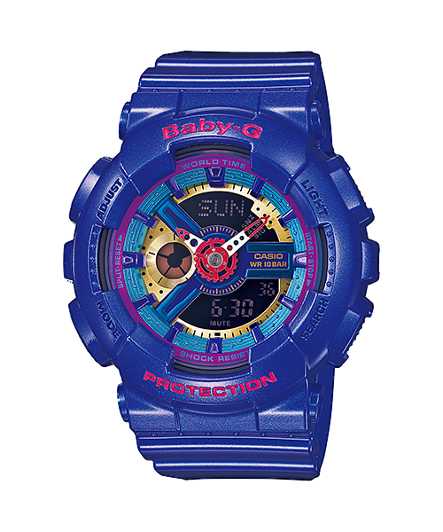 Casio Baby-G BA110 Series Anadigi Neon Color Purple x Multicolor Dial Watch BA112-2ADR - Prestige