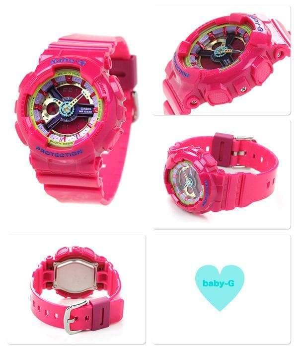Casio Baby-G BA110 Series Anadigi Neon Color Pink x Multicolor Dial Watch BA112-4ADR - Prestige
