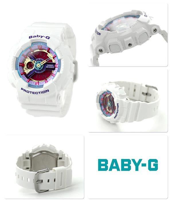 Casio Baby-G BA110 Series Anadigi Neon Color White x Multicolor Dial Watch BA112-7ADR - Prestige