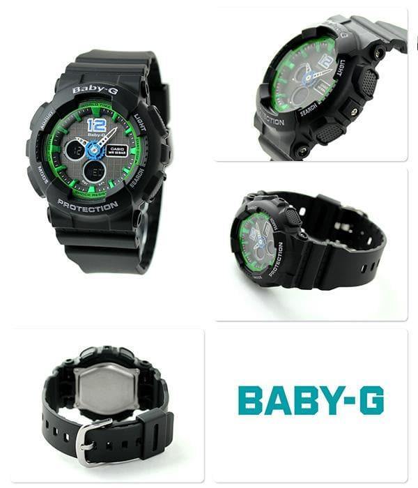 Casio Baby-G BA120 Analog-Digital Black x Green x Blue Accents Watch BA120-1BDR - Prestige