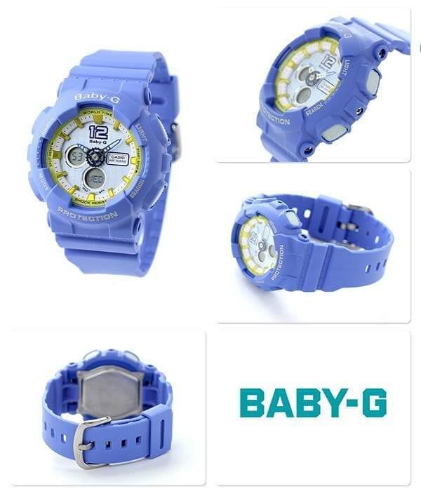 Casio Baby-G BA120 Analog-Digital Navy Blue x Yellow Accents White Dial Watch BA120-2BDR - Prestige