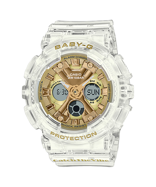 Casio Baby-G Anadigi Metallic Gold Clear Jelly RIEHATA Watch BA130CVG-7ADR - Prestige