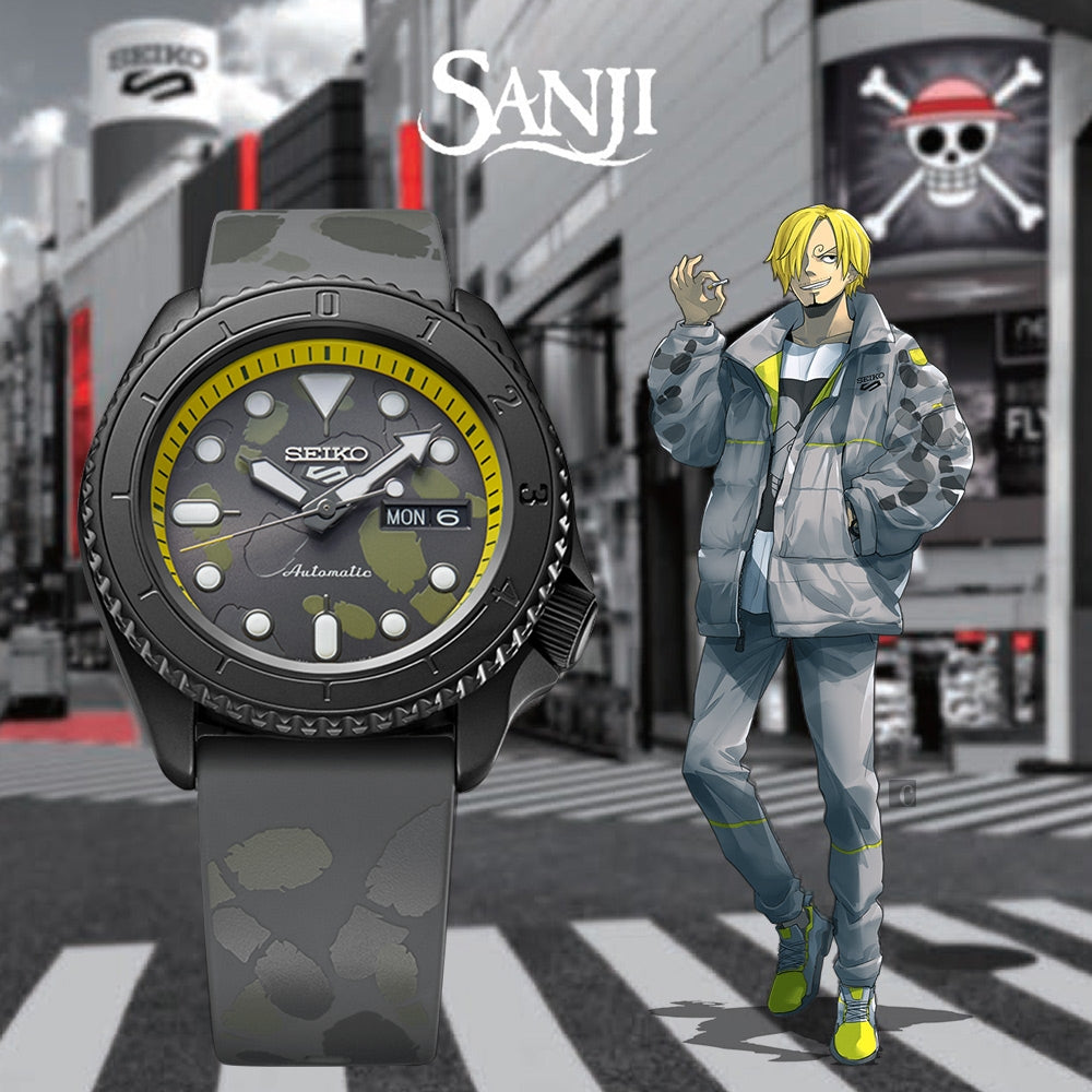 Seiko 5 Sports 100M One Piece x Sanji LE Automatic Men's Watch Grey Dial Rubber SRPH69K1 - Prestige