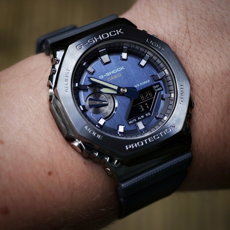 Ap Shockwave Casio G-Shock Carbon Core Guard Ion Blue AP CasiOak Men's Metal Case ...