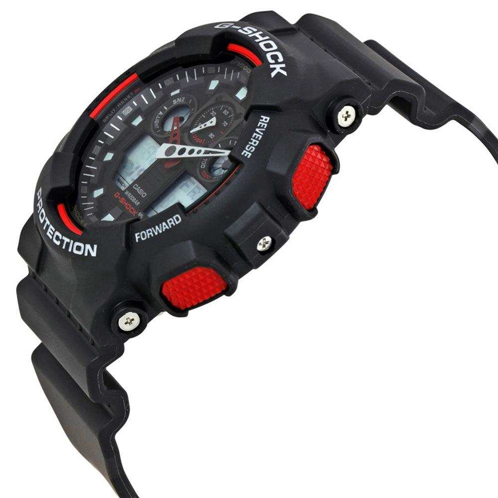 Casio G-Shock Analog-Digital Black x Red Accents Watch GA100-1A4DR - Prestige