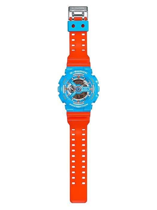 Casio G-Shock GA110 Series Anadigi Hyper Color Sky Blue x Orange Watch GA110NC-2ADR - Prestige