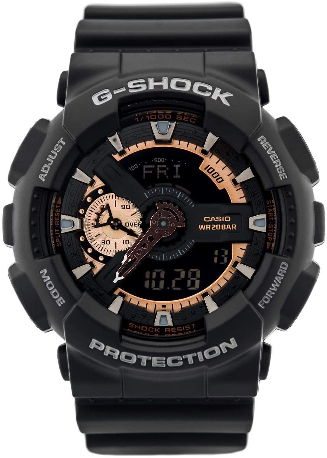 Casio G-Shock Black Stealth Series Analog-Digital Black x Rose Gold x Gray Accents Watch GA110RG-1ADR - Prestige