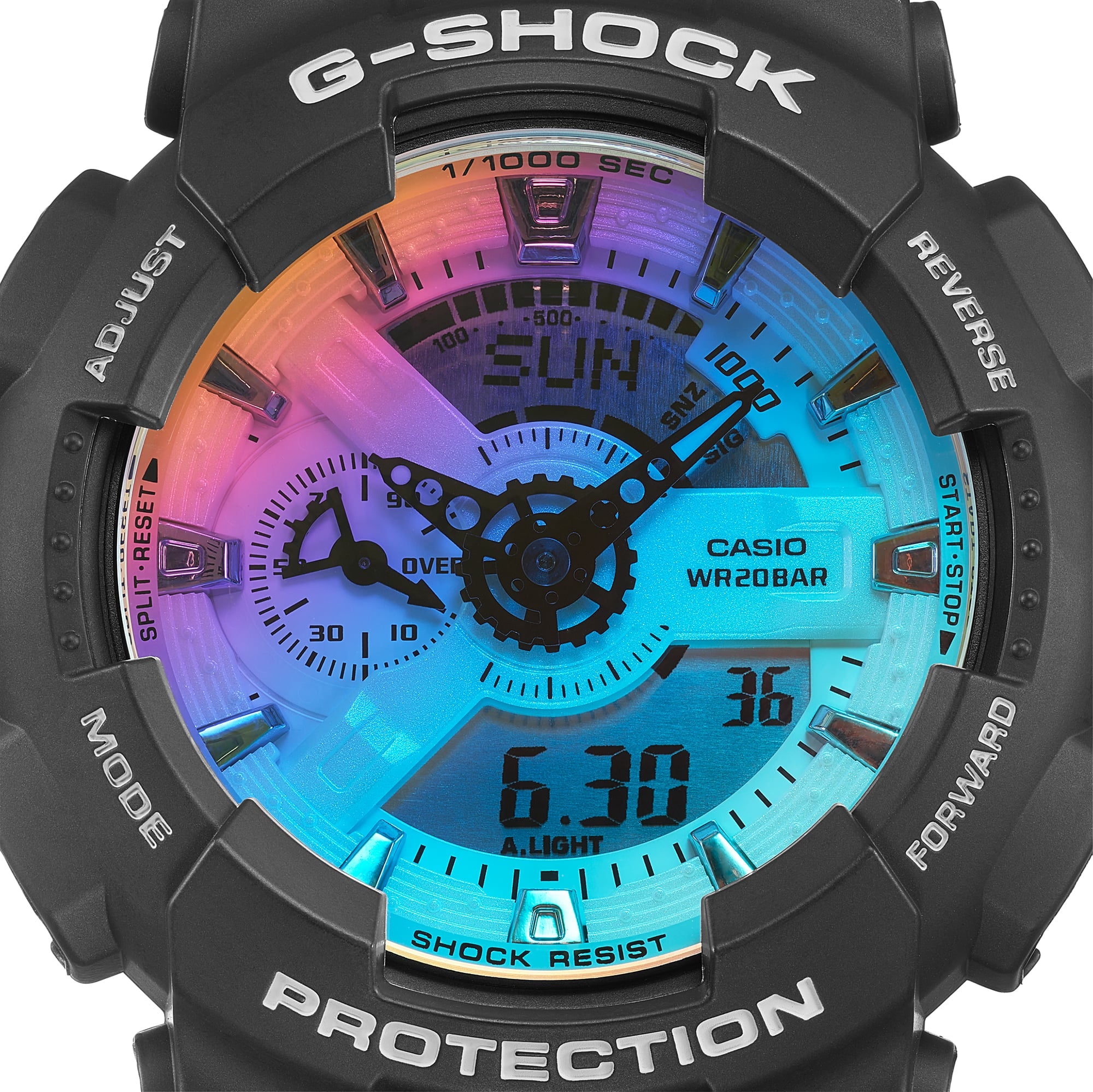 Casio G-Shock Anadigi Rainbow Vapor Dial Black Watch Casio GA110SR-1ADR - Prestige