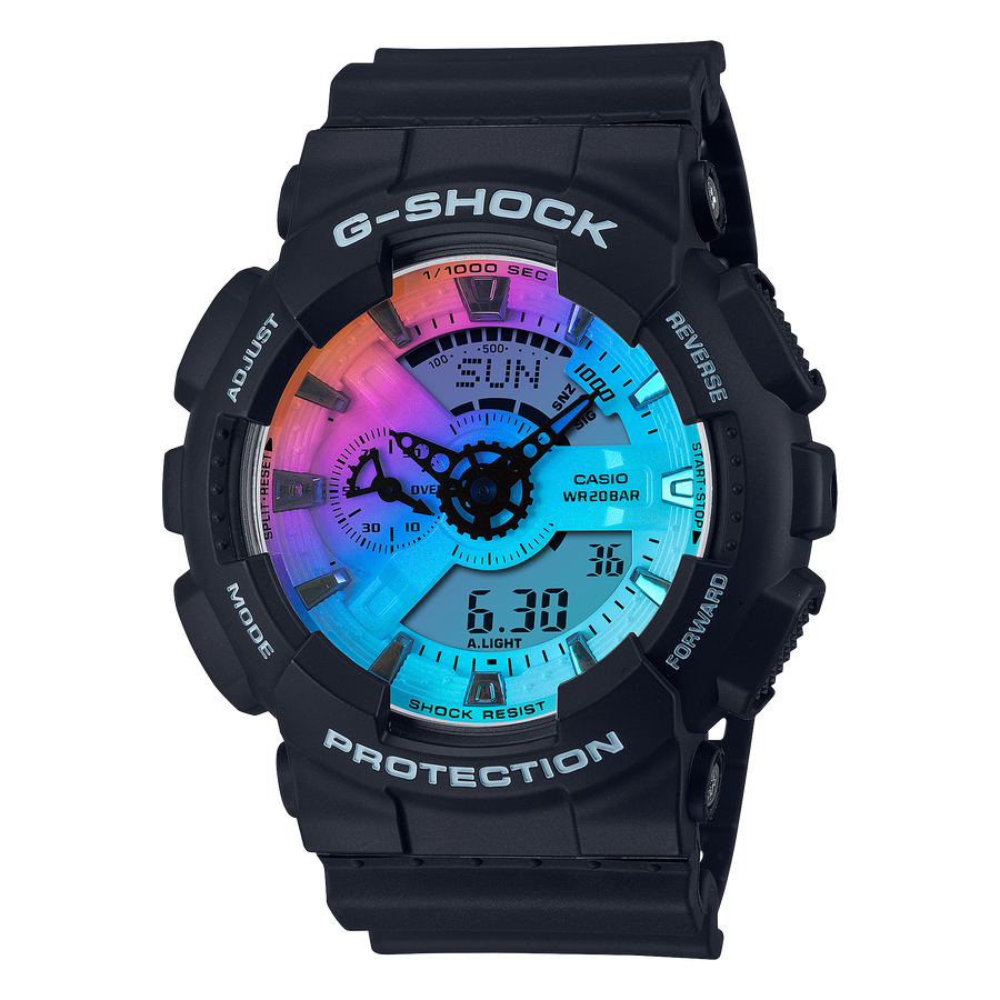 Casio G-Shock Anadigi Rainbow Vapor Dial Black Watch Casio GA110SR-1ADR - Prestige