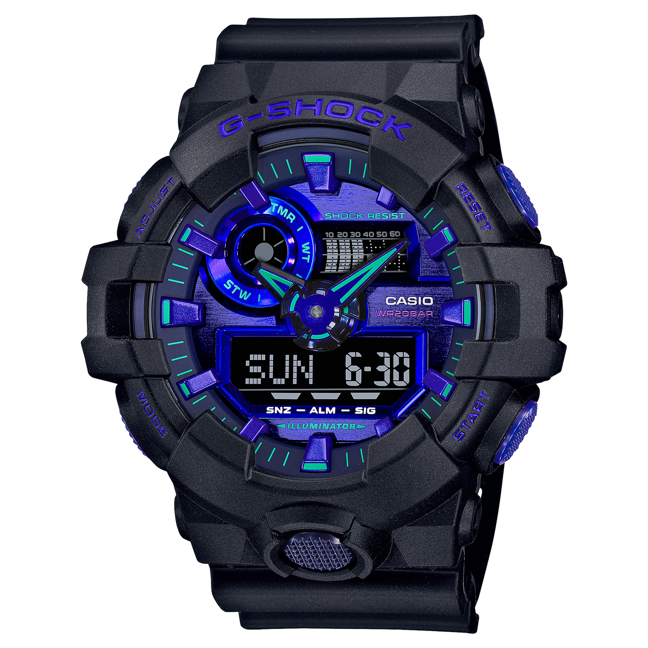 Casio G Shock Anadigi Virtual Reality Blue Violet x Black Watch
