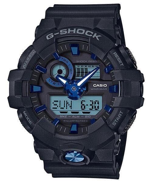 Casio G-Shock Analog-Digital Black x Metallic Blue Accents Watch GA710B-1A2DR - Prestige