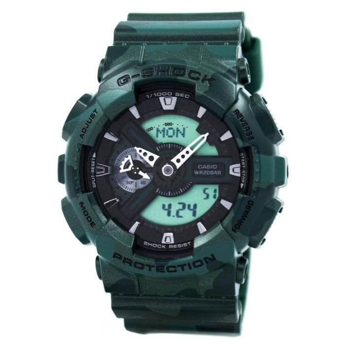 Casio G-Shock GA110 Series Military Green Camo Black Dial Watch GA110CM-3ADR - Prestige