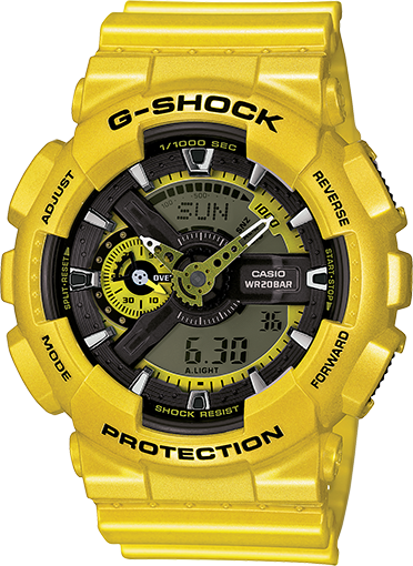 Casio G-Shock GA110 Neo Metallic Series Anadigi Standard Color Yellow Watch GA110NM-9ADR - Prestige