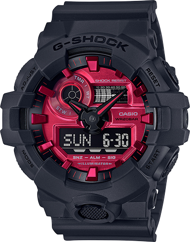 Casio G-Shock Special Color Adrenaline Black x Red Dial x Grey Accents Watch Last Dance GA700AR-1ADR - Prestige