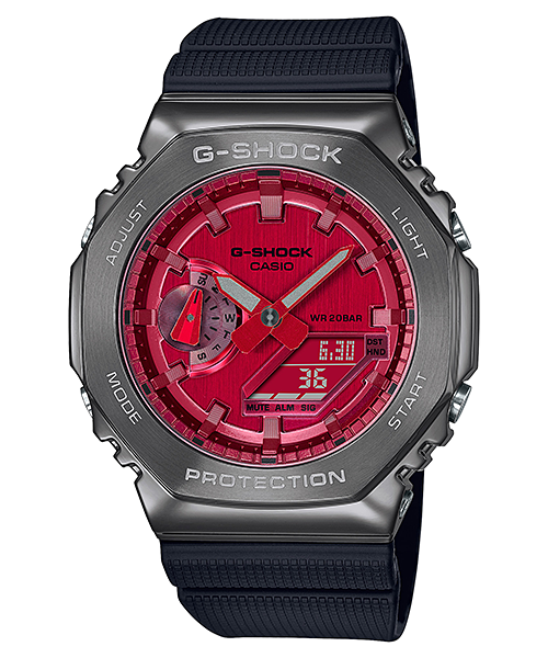 Casio G-Shock Carbon Core Guard Black x Red AP CasiOak Men's Metal Case Watch GM2100B-4ADR - Prestige