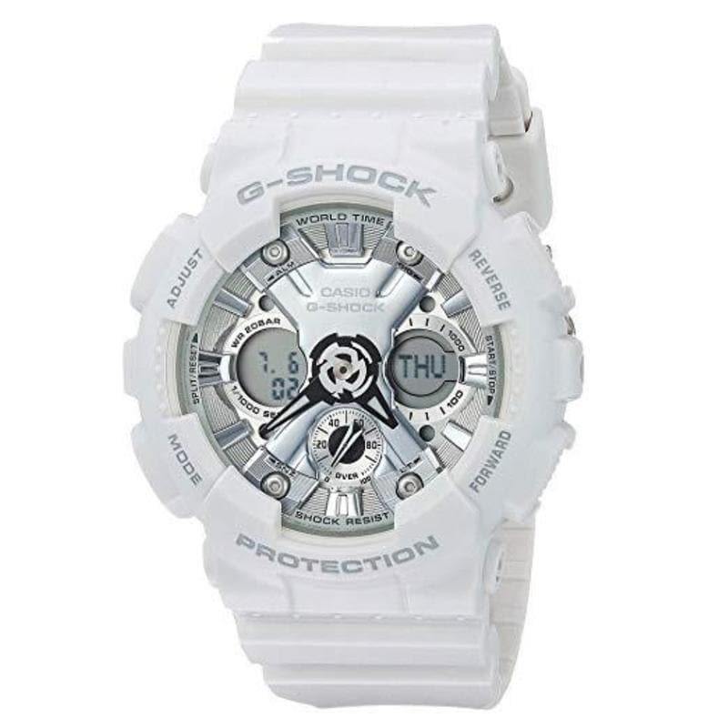 Casio G-Shock Anadigi Black Metallic Face Ladies' White Watch GMAS120MF-7A1DR - Prestige