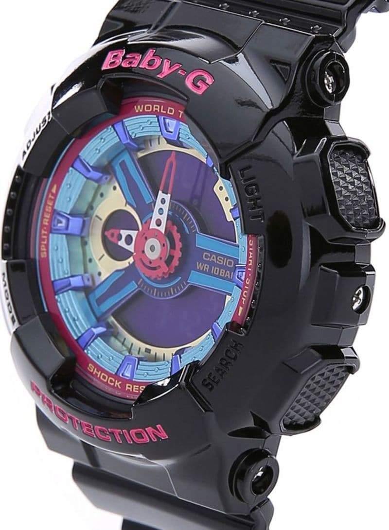 Casio Baby-G BA110 Series Anadigi Neon Color Black x Multicolor Dial Watch BA112-1ASDR - Prestige