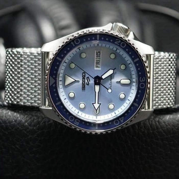 Seiko 5 hotsell light blue