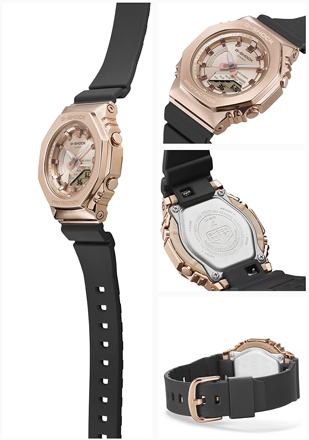Casio G-Shock Carbon Core Guard Rose Gold AP CasiOak Ladies' Metal Case Watch GMS2100PG-1A4DR - Prestige