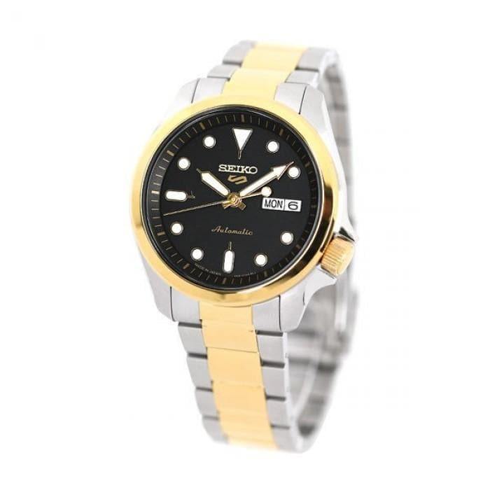 Seiko 5 Sports 100M Automatic Men's Watch Black Dial 2 Tone Gold Plated SRPE60K1 - Prestige