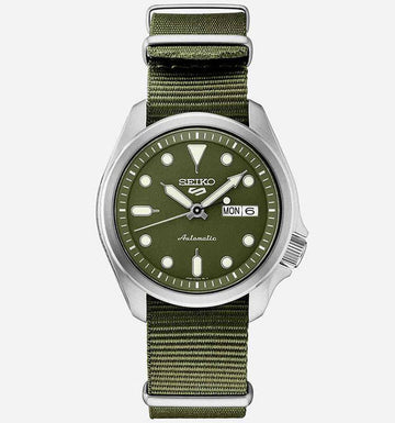 Seiko 5 Sports 100M Automatic Men s Watch Military All Green Nylon Strap SRPE65K1 Prestige