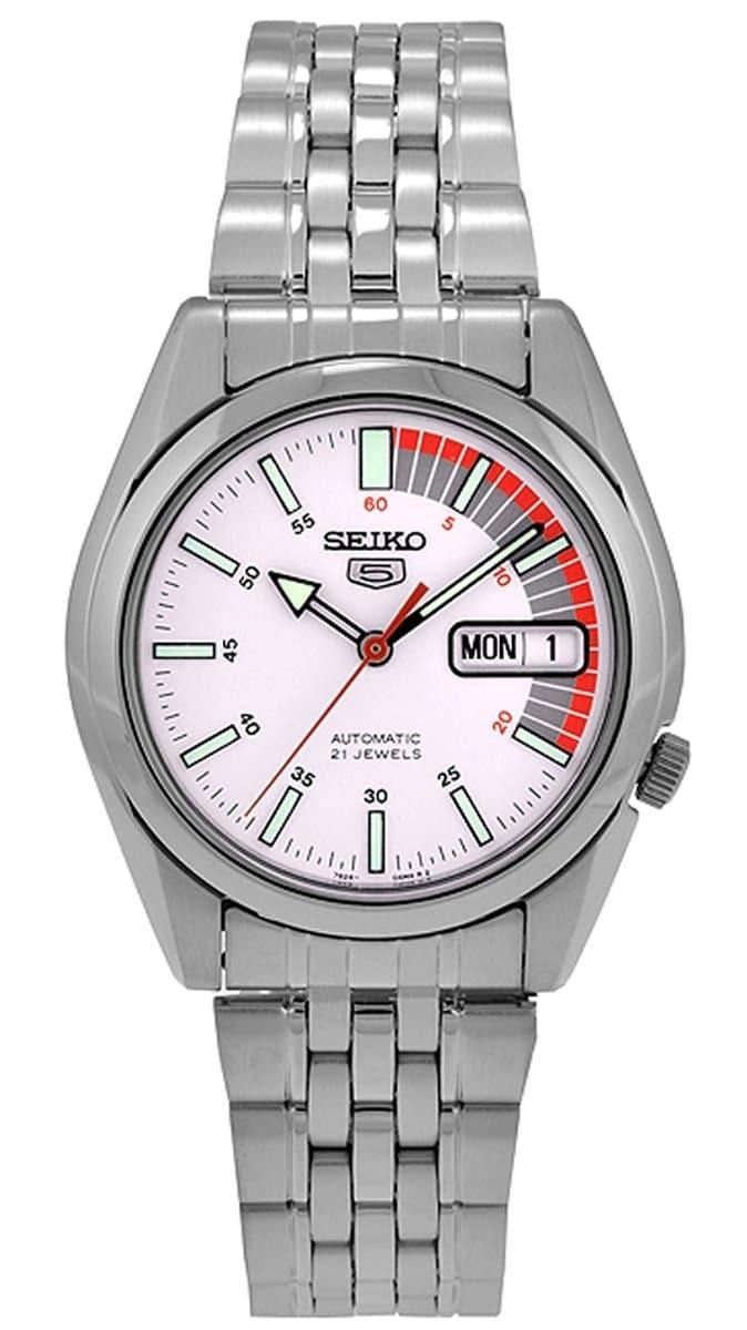 Seiko 5 Classic Men's Size White Dial Stainless Steel Strap Watch SNK369K1 - Prestige