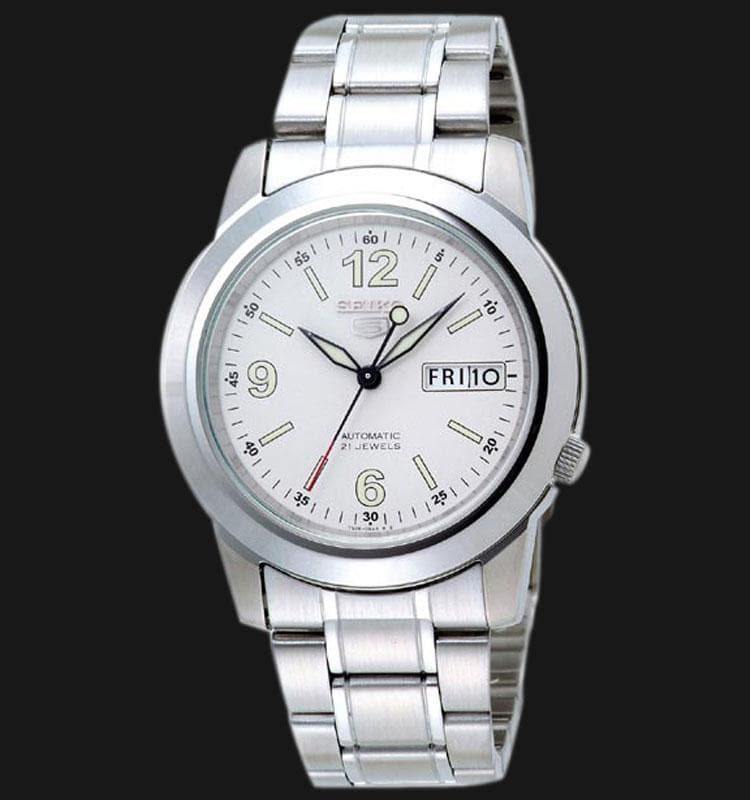 Seiko 5 Classic Men's Size White Dial Stainless Steel Strap Watch SNKE57K1 - Prestige