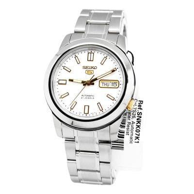 Seiko 5 Classic Men's Size White Dial Stainless Steel Strap Watch SNKK07K1 - Prestige