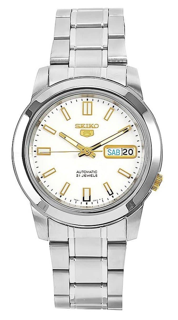 Seiko 5 Classic Men's Size White Dial Stainless Steel Strap Watch SNKK07K1 - Prestige