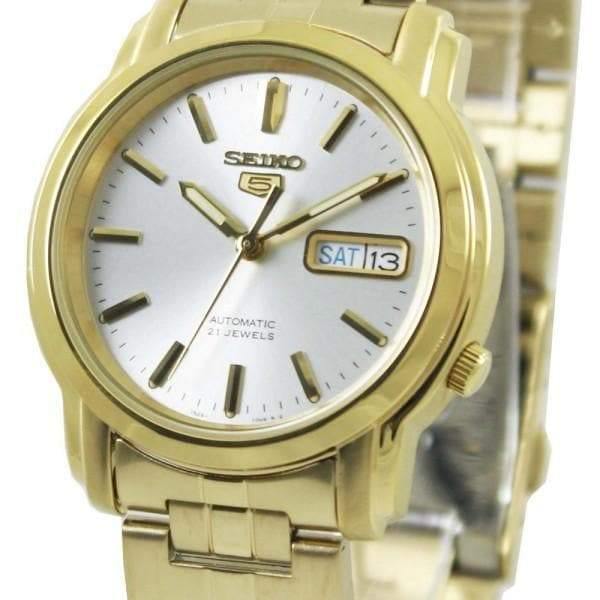 Seiko 5 Classic Men's Size Silver Dial Gold Plated Stainless Steel Strap Watch SNKK74K1 - Prestige