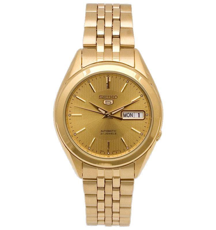 Seiko 5 Classic Men's Size Gold Dial & Plated Stainless Steel Strap Watch SNKL28K1 - Prestige