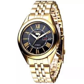 Seiko 5 Classic Men's Size Black Dial Gold Plated Stainless Steel Strap Watch SNKL40K1 - Prestige