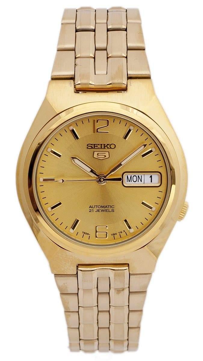 Seiko 5 Classic Men's Size Gold Dial & Plated Stainless Steel Strap Watch SNKL64K1 - Prestige