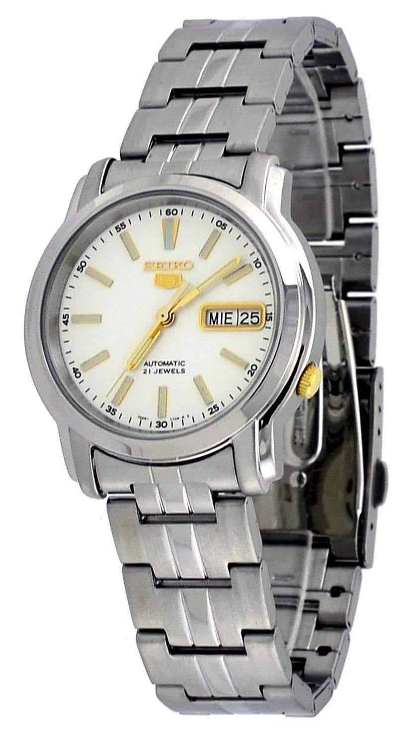 Seiko 5 Classic Men's Size White Dial Stainless Steel Strap Watch SNKL77K1 - Prestige