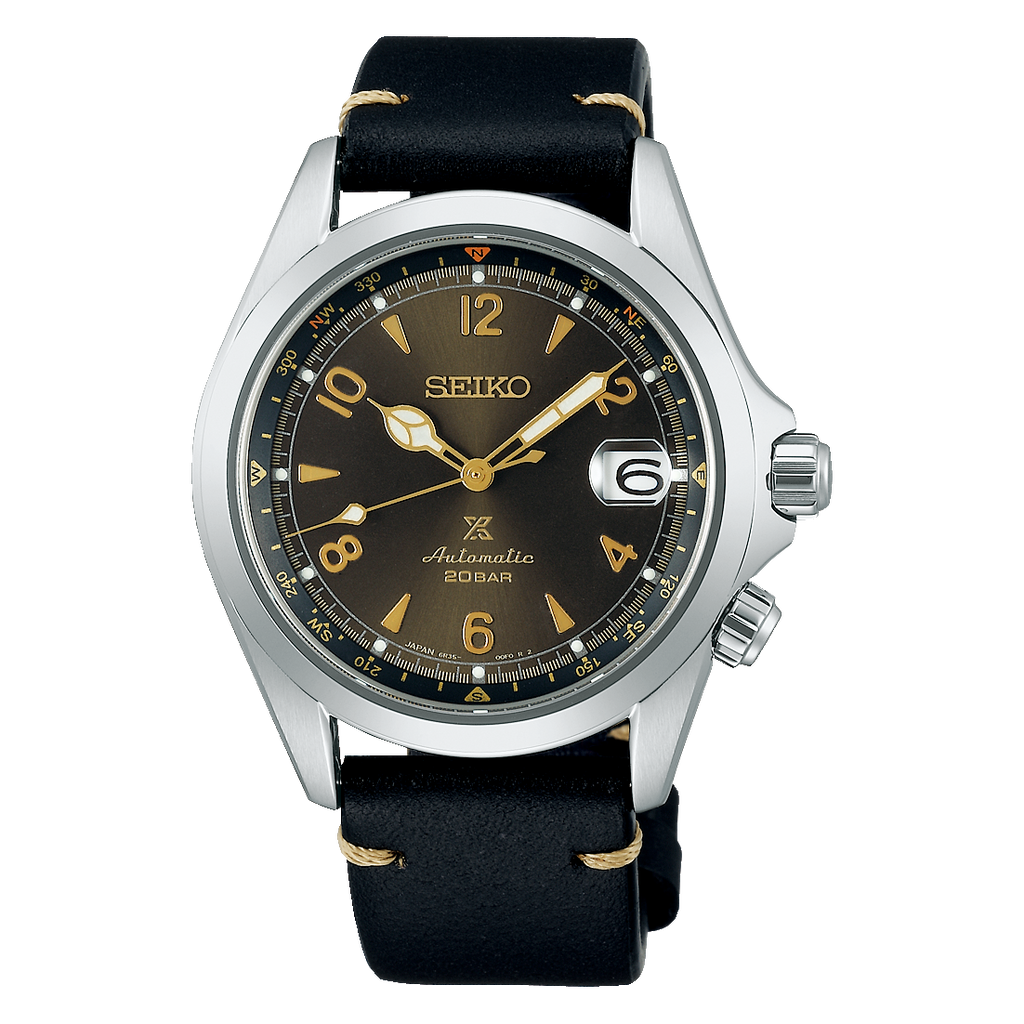 Seiko Japan Made Prospex Alpinist Golden Brown Men's Black Leather Strap Watch SPB209J1 - Prestige