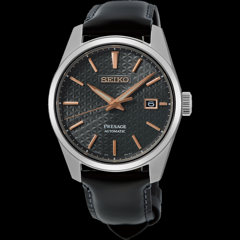 Seiko Japan Made Presage Sharp Edged Series Sumi-Iro Black Men's Leather Strap Watch SPB231J1 - Prestige